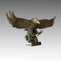 Animal Bronze Sculpture Eagle Carving Deco Brass Statue Tpal-263